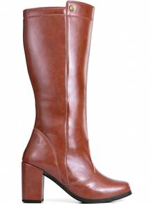 Lumiss Women's High-Top Boot With High Block Heel, Comfortable, Square Toe - 駝色 - 查看 3