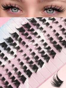 104 Clusters Of False Eyelashes, C-Curl, 8-15mm, Natural Finish, Soft Fan-Shaped Tips, Fluffy And Soft False Eyelashes, Eye-Lengthening, Cat-Eye Lashes, Eyelashes, False Eyelashes - C - Xem 3