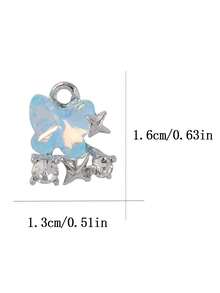 5pcs Dreamy Butterfly & Star Shaped Alloy Pendant Charms, DIY Jewelry Making Supplies For Women - Multicolor - View 3