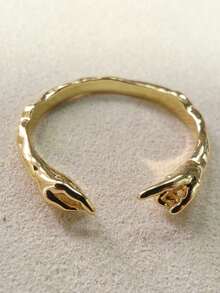 1 pieza Anillo único minimalista con diseño de la mano de Dios dando vida a Adán, para mujeres/hombres, encanto de moda para uso diario, regalo de joyería para el Día de San Valentín, aniversario o fiesta - mano - Ver 8