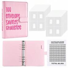 100 Envelopes Money Saving Challenge Binder, Money Saving Challenge Budget Binder With 100 Cash Envelopes, Money Saving Binder With Pre-Numbered Pockets, Easy And Fun Way To Save $5,050, Suitable For Valentine's Day, Ramadan, Back To School, Christmas, Birthdays, Graduations, And Other Occasions