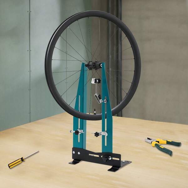 SanBouSi Professional Bike Wheel Truing Stand For 27.5-29 Inch Wheels & 140-180mm Disc Brakes, Adjustable Width & 360° Rotating Tool For Mountain/Road/E-Bike Maintenance