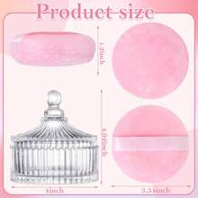 Large Body Powder Puff And Container 3.54 Inch Women Powder Puff With Crystal Case For Dusting Powder Pink - 紫色 - 查看 2