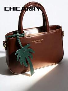 Túi xách nữ mùa hè có dây đeo vai tháo rời, họa tiết chữ in, kiểu dáng thanh lịch và thời trang, màu nâu, khóa kéo, lớp lót polyester, phong cách cổ điển, thích hợp cho đi mua sắm và hẹn hò. - Cà phê - Xem 13