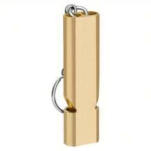 Crafted From Durable Metal, This Compact Golden Survival Whistle Features A Polished Finish That Provides A Reliable, High-Pitched Sound For Emergencies, Designed With A Convenient Keychain Attachment For Easy Portability And Immediate Access. - Gold - View 10