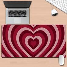 1pc Hypnotic Heart Shaped Pink Gaming Mouse Pad, Non-Slip Washable Rubber Base Large Desk Mat, Office Desk Accessory, Computer Decor, Ideal Gift For Gamers - Extra Long Desk Pad, Fashionable Office Desk Decoration And Study Accessory Mousepad Study Table Mouse Pad For Desk - Multicolor - View 10