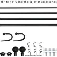 Elegant Dual-Layer Curtain Rod Set With Sable Tipped Finials And Matching Holdbacks For 48 To 84 Inch Windows, In Rich Black And Gold Finish - Multicolor - View 2