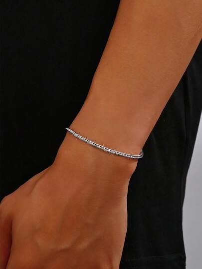 1 件简约风格不锈钢狐狸尾巴手链，男士日常配饰