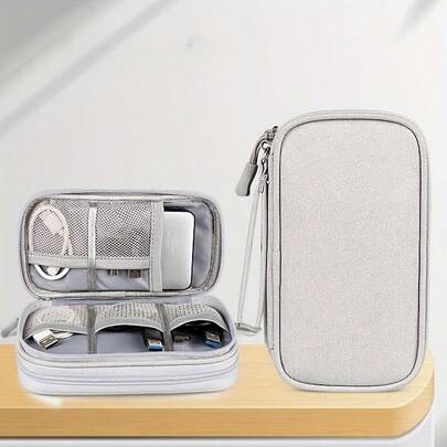 Dual-Layer Storage Bag, Waterproof Electronic Organizer Pouch For Cables, Earphones, Chargers, Phones, Hard Drives, USB Drives, Multi-Function Storage