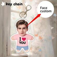 Customized Photo Keychain, Personalized Keychain, Customized With Pictures, Cute, Suitable For Father's Day, Mother's Day, Halloween, Christmas, Christmas Eve, Valentine's Day, Birthdays, Personalized Anniversaries - Little Bear - Pink Short-sleeved Shirt - View 4