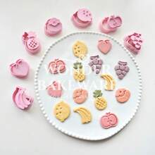 Mini Cortadores de Biscoitos em Formato de Frutas, Coelho, Banana, Maçã, Morango, Pêssego, Carimbo de Plástico, Molde Pressionável de Biscoito Cartoon, Utensílios de Cozinha para Assar e Confeitaria - Fruta - Visão 5