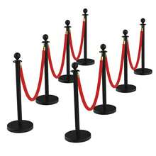 Barandillas con Cuerdas de Terciopelo Negro + Alfombra Roja de 26 Pies, Postes de Acero Inoxidable para Control de Multitudes, Ideal para Bodas y Eventos - 8 - Ver 7