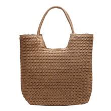 1pc Fashionable High-End Fresh Niche Versatile Woven Tote Bag, Large Capacity Beach Casual Shoulder Straw Bag - Brown - View 9