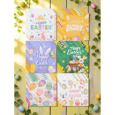 20pcs/Set Multi-Style Easter Napkins With Cute Egg & Rabbit Prints Smooth Texture Ideal For Easter Parties & Events