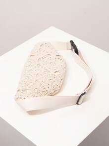 Floral Fanny Pack/Chest Pack For Women, Boho Summer Beach Bag, Travel & Vacation Essential, Crochet Set, Elegant Women's Wallet, Gift For Women, Valentine's Day - Apricot - View 6