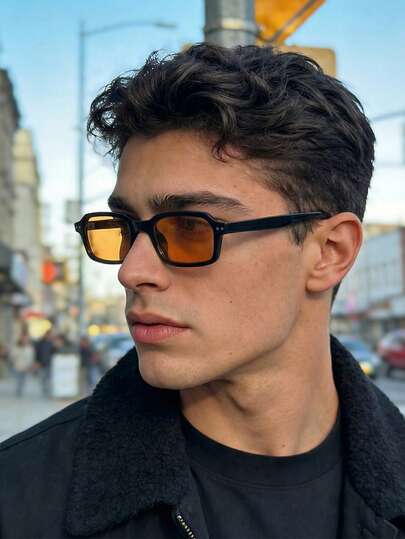 Retro Rectangular Small Frame Fashion Fashion Glasses, Classic Plastic Unisex Outdoor Travel Beach Vacation Casual Decoration Daily Wear, Summer UV Protection