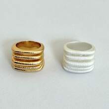 A Niche Design Retro Brushed Multi-Layer Wide Exaggerated Ring High-End Metal European And American Ring Jewelry - Gold - View 5