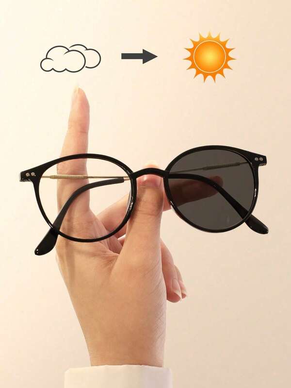 1 pieza Gafas de mujer con marco geométrico completo de plástico incrustado, de estilo clásico, portátil, moderno y simple, para uso diario, salidas, escuela, verano y accesorios