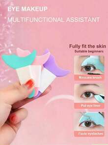 5pcs - New Silicone Eyeliner & Eyebrow Shaping Mold Makeup Tools, Reusable Multi-Function Eye Makeup Set, Suitable For Women Eyeliner, Eyebrow, Lip Liner, Economic Makeup Tools - Multicolor - View 3