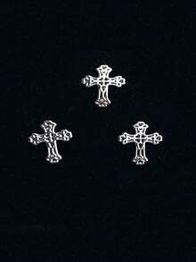 3pcs Metal Ultra-Thin Tooth Grills , , Hollow Thin Sheets Cross-Shaped Tooth Jewelry