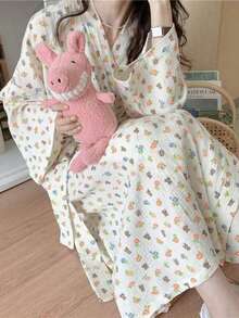 女士浴袍，和服式睡衣，简约欧式长袖浴袍，甜美可爱，尺码齐全，粉色蝴蝶结装饰，轻盈纯色睡衣，时尚家居服，温暖冬日家居装饰