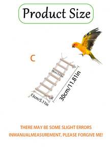 1pc Parrot Rope Climbing Ladder Rotating Perch Wooden Rope Bridge Stand, Educational Bird Supplies, Bird Cage Accessories, Parrot Toy - Rope Ladder - View 9