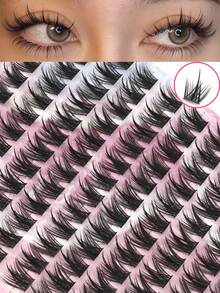 156 Clusters Of False Eyelashes, 13 Rows For A Large Capacity, Realistic And Voluminous Look, Suitable For Lengthening Eyelashes And Enlarging The Eyes. Ideal For Daily Wear, Portable, Reusable, And Comfortable. (Clustered Eyelashes, Single Eyelashes, False Eyelashes) - C - Xem 2
