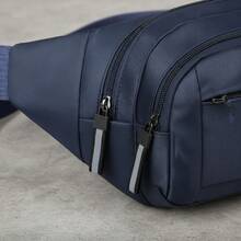 Men's Navy Blue Shoulder Bag, Unisex Waterproof Waist Bag, Street Wear, Ondway, Biker - Màu xanh hải quân - Xem 4