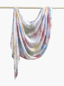 1件装女士波西米亚水彩花卉印花头巾，薄纱材质，波西米亚风，扎染渐变花卉数码印花，优雅百搭围巾披肩，多功能穆斯林头巾，适合日常佩戴，四季皆宜 - 彩色 - 查看 4