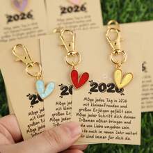 10pcs Lovely Heart Shaped Keychain Set, Valentine's Day Gift, Anniversary Gift, Comes With 3 Different Greeting Cards, Party Favor, Holiday Bulk Gift, Appreciation Gift, Student Classroom Reward - Multicolor - View 3