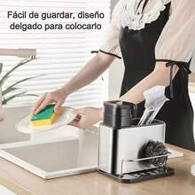 ¡RecomendadoDispensador Jabón Cocina,Dispensador de Jabón Líquido para Cocina con Porta Esponja y Accesorios para Fregadero,Jabonera Cocina con Guarda Estropajos Fregadero¡Top de Temporada - Gris - Ver 6
