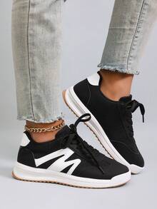 Women's Spring New Casual Sports Shoes, Fashionable Breathable Lightweight Non-Slip Durable Running Shoes - Black - View 7