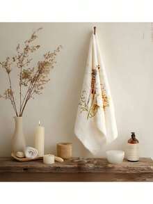 2pcs Watercolor Dragonfly Kitchen Towel And Dishcloth Set, Insect Decor Kitchen Towel, Floral Hand Towel, Wild Flower Dish Cloth, Suitable For Bathroom And Kitchen - White - View 5