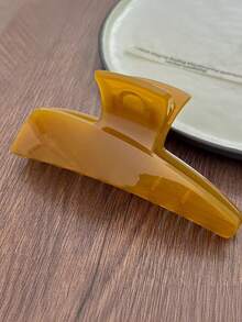 2pcs/1pc Women's Mustard One-Piece & Heart-Shaped Hair Clips, Fashionable Hair Claw Barrettes, Elegant Minimalist Solid Color Hair Claws Suitable For Daily, Casual, Party, Beach, Vacation, Hairstyling, Washing Hair, Makeup, Outfit Accessories, Autumn/Winter/Spring/Summer Women Claw Clip - Multicolor - View 4