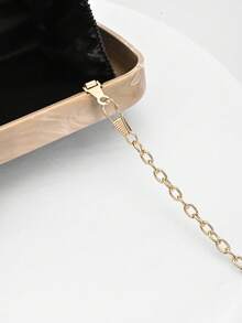 1pc European & American Style Women's Acrylic Evening Clutch Bag, Box Design With Rabbit Teeth Clasp, Handbag/Shoulder Bag For Party, Wedding, Valentine's Day, Random Pattern - Gold - View 6