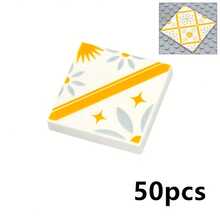 MIGUBA 50片2x2彩色光滑印花瓷砖砖，地板砖，组装配件砖，装饰房屋墙壁，平整光滑的板材，DIY益智玩具，兼容3068砖块 - 彩色 - 查看 16