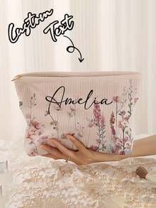 个性化化妆包，可定制字母姓名Logo收纳袋，可根据您的独特设计进行定制，拉链化妆包，旅行洗漱包，多功能洗漱收纳包，无香型，男女通用，不防水，迷你化妆包，旅行小化妆盒配件，化妆刷收纳袋，适合通勤、上学和购物，方便户外使用，送给朋友和闺蜜的礼物 - 彩色 - 查看 4