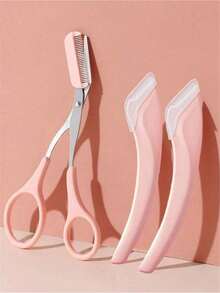 男女通用眉剪梳套装，眉毛修整工具，完美适用于修剪眉毛、控制长度，家用美容工具，包含迷你梳子镊子，可用于去除面部毛发，也可作为理发剪刀使用，是美发用品的理想之选。 - 彩色 - 查看 4