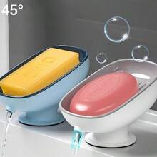 2-In-1 Bathroom Soap Holder, Countertop Drainage Soap Box With Suction Cup, Suitable For Dual Storage And Storage Of Round, Square, And Large Soap, No Punching Suction Cup Soap Box, Bathroom Drainage Soap Holder, Household Fragrance Soap Tray, Non Marking Storage Box - White - View 3