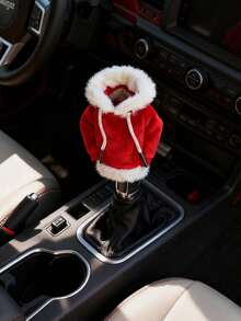 1 pieza Funda para perilla de cambio de marchas con diseño de Papá Noel, suéter con capucha en miniatura de moda adecuado para la perilla de cambio de marchas del automóvil - Multicolor - Ver 4
