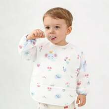 1pc Newborn Reversible Bib, Baby Feeding Smock, Infant Eating Clothes, Unisex - Multicolor - View 8