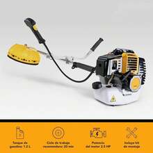 Desbrozadora Multifuncional 2.5 HP - Mango Ergonómico - Herramienta de Jardinería Alta Potencia/Desbrozadora a Gasolina 52 CC 2 Tiempos 2.5 HP - Mango Bicicleta para Jardín - Corta Maleza y Césped - Naranja - Ver 3