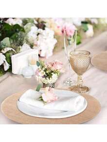 50pcs/30pcs/20pcs/12pcs/10pcs Round Linen Coarse Burlap Placemats, Heat Insulation Pads, Heat Resistant Table Mats, Suitable For Kitchen And Dining Room, Can Be Used As Wedding Tablecloth, Wedding Decor, Home Decor, Room Decor, Applicable For Wedding Party, Birthday Party, Family Gathering, Restaurant Decoration - Khaki - View 4