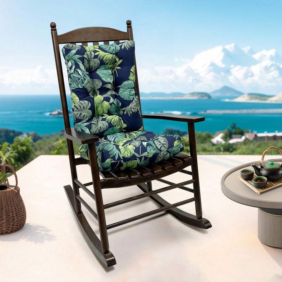Outdoor Indoor Waterproof Seat Chair Outdoor & Indoor Waterproof Seat Chair Cushions With Ties Chair Back Cushion Recliner Seat Mat Outdoor Dining Chair Cushion For Patio Cushion Furniture - 綠色樹葉 - 查看 1