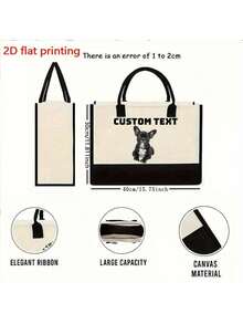 A Two Pieces Personalized Custom Dog Photo Tote Bag And Makeup Bag Set. A Cute Dog-Themed Gift. A Small Travel Makeup Bag Suitable For Pet Lovers. A Zipper Bag Suitable For Teenagers, Daughters And Sisters. An Interesting Pet Gift. A Decorative Makeup Storage Bag For Birthdays And Christmas. Makeup Storage Bag - Multicolor - View 3