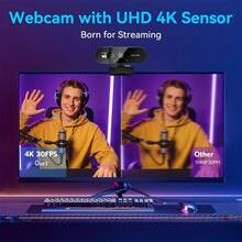 4K/2K/1080P USB Webcam With Auto Focus And Privacy Cover | Plug And Play, Compatible With PC/Laptop, Zoom, Live Streaming And Remote Work