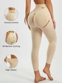 1件装女士无缝高腰提拉塑形紧身裤