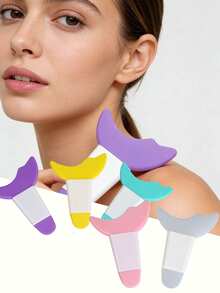 5pcs - New Silicone Eyeliner & Eyebrow Shaping Mold Makeup Tools, Reusable Multi-Function Eye Makeup Set, Suitable For Women Eyeliner, Eyebrow, Lip Liner, Economic Makeup Tools - Multicolor - View 2