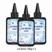 UV树脂300克 - 晶莹剔透、坚硬透明、快速固化的太阳能活化树脂套装，透明、低气味UV树脂，适用于工艺装饰（100克*3） - 淺藍色 - 查看 16