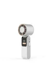 1pcPortable Foldable Ice-Cooling High-Speed Fan With LED Display, Dual Charging Ports & Built-In Cable - Summer Outdoor Travel Must-Have, Cools Even At 40°C, (, )